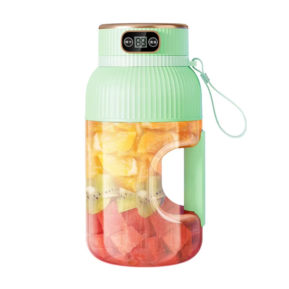 1200ML Electric Wireless Digital Display Mixer Portable Juicer Fruit Smoothie Juice Cup Rechargeable Smoothie Juicer 10 Blade