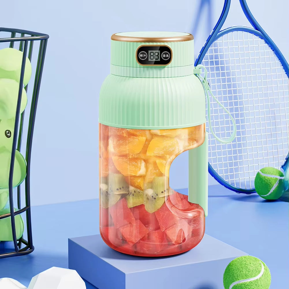1200ML Electric Wireless Digital Display Mixer Portable Juicer Fruit Smoothie Juice Cup Rechargeable Smoothie Juicer 10 Blade
