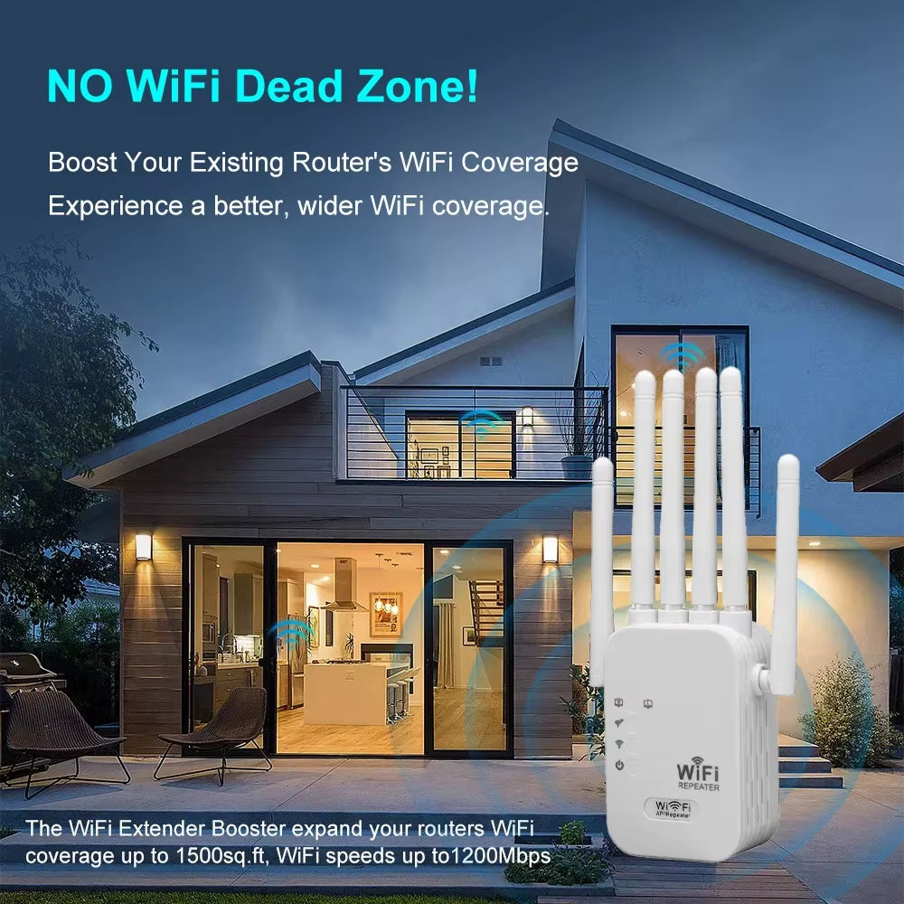 1200Mbps Wireless Wifi Repeater WIFI Extender Signal Booster 2.4G 5G Dual-Band Network 802.11Ac Wifi Amplifier Router